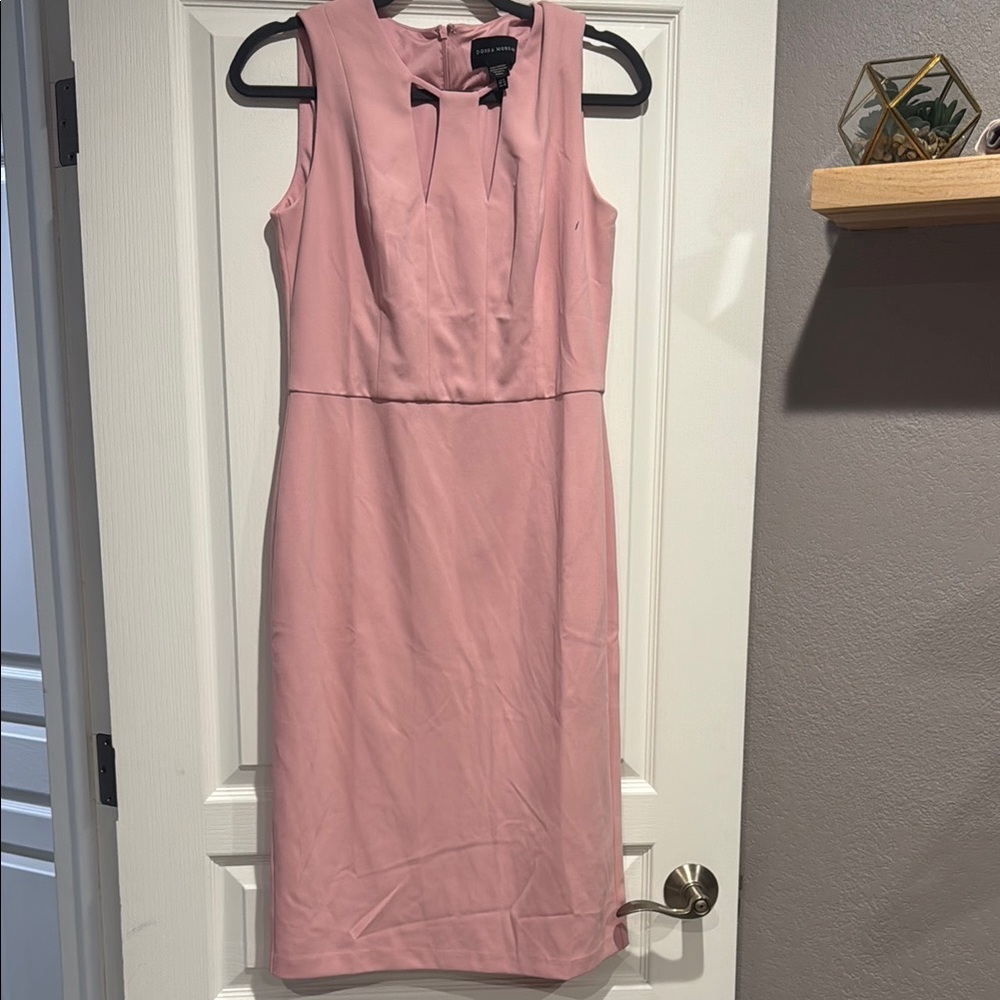 Donna Morgan Pink Sheath Midi Dress Square Neck Sleeveless